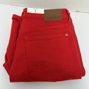 Judy Blue NWT Red Hi-Rise Tummy Control Red Bermuda Short Sz Large Style #150279
